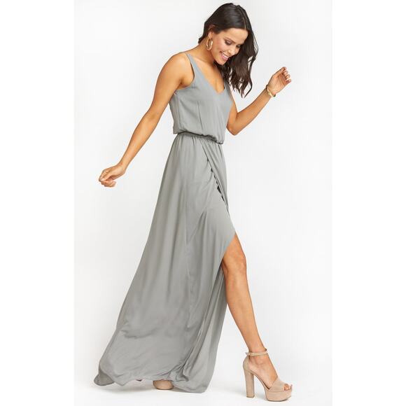 Show Me Your Mumu Kendall Maxi Dress in Soft Charcoal Crisp XS NWT - Picture 5 of 6